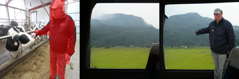 A person slot from one image inserted into a window scene